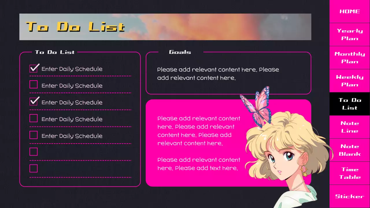 Pink Retro Planner Schedule Presentation