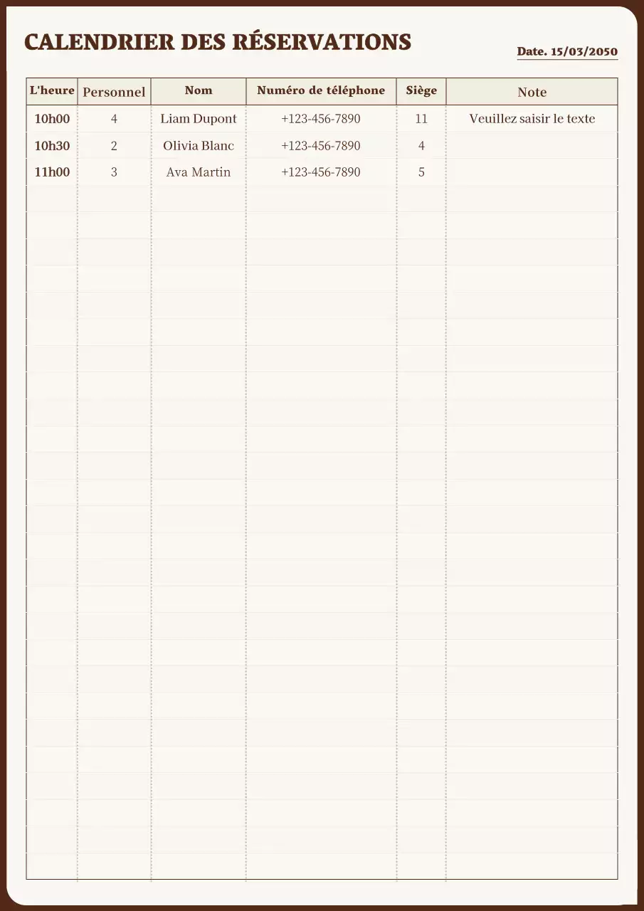 Un calendrier de rendez-vous propre, jaune et marron