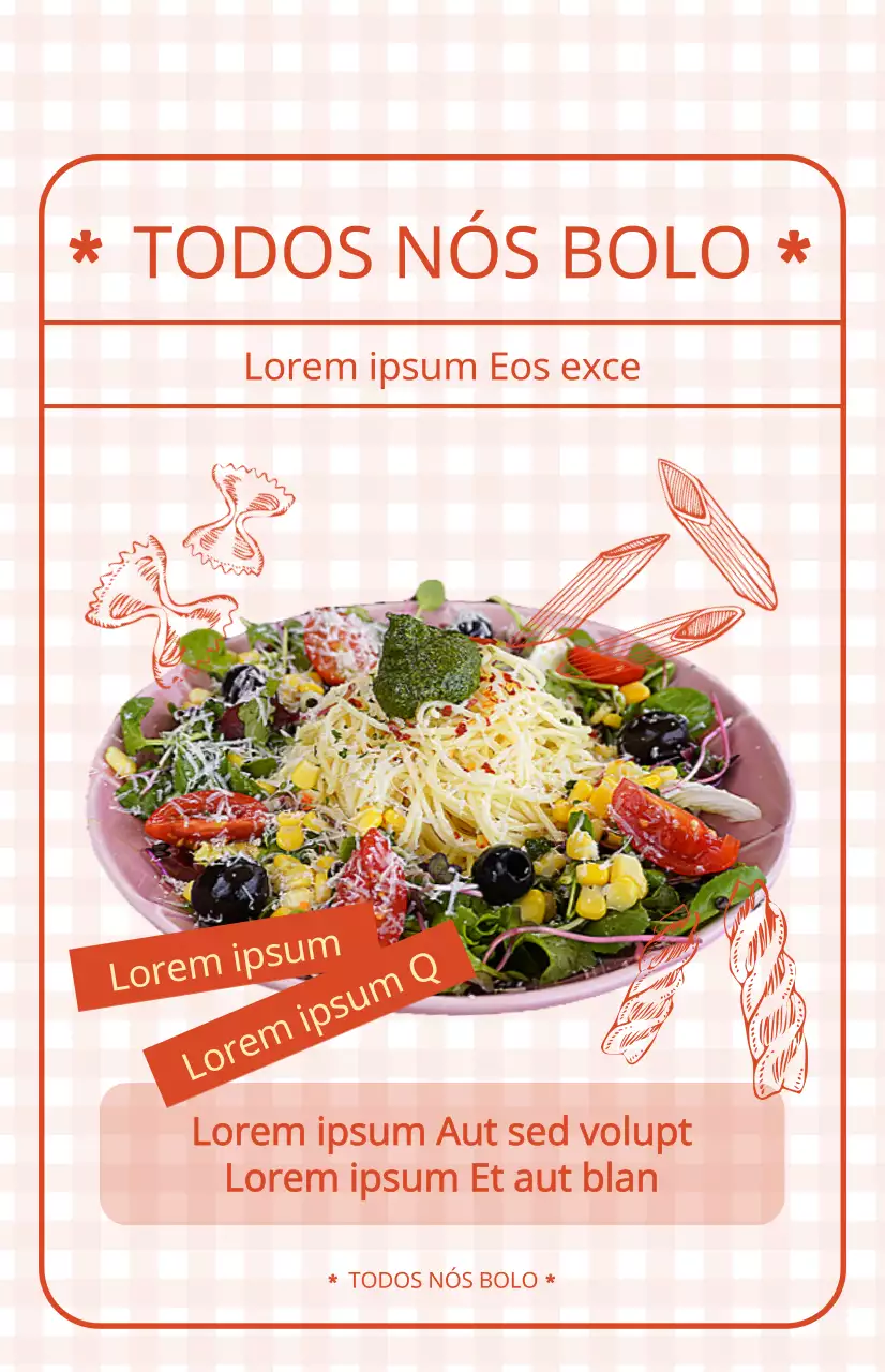 Bandeira de promoção de menu de formulários com um bonito fundo axadrezado vermelho
