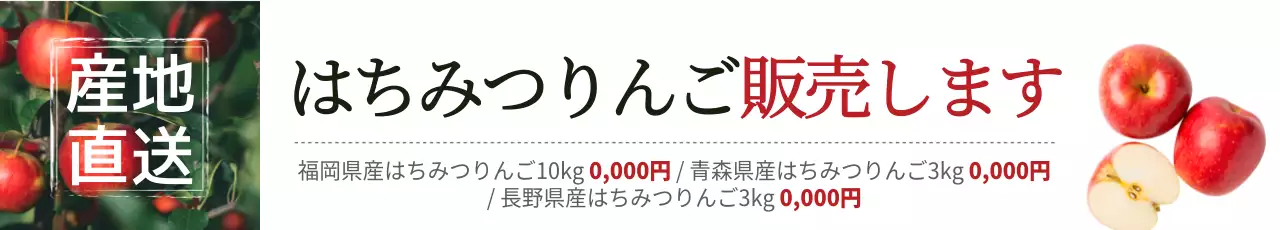赤 シンプル りんご チラシ ウェブバナー