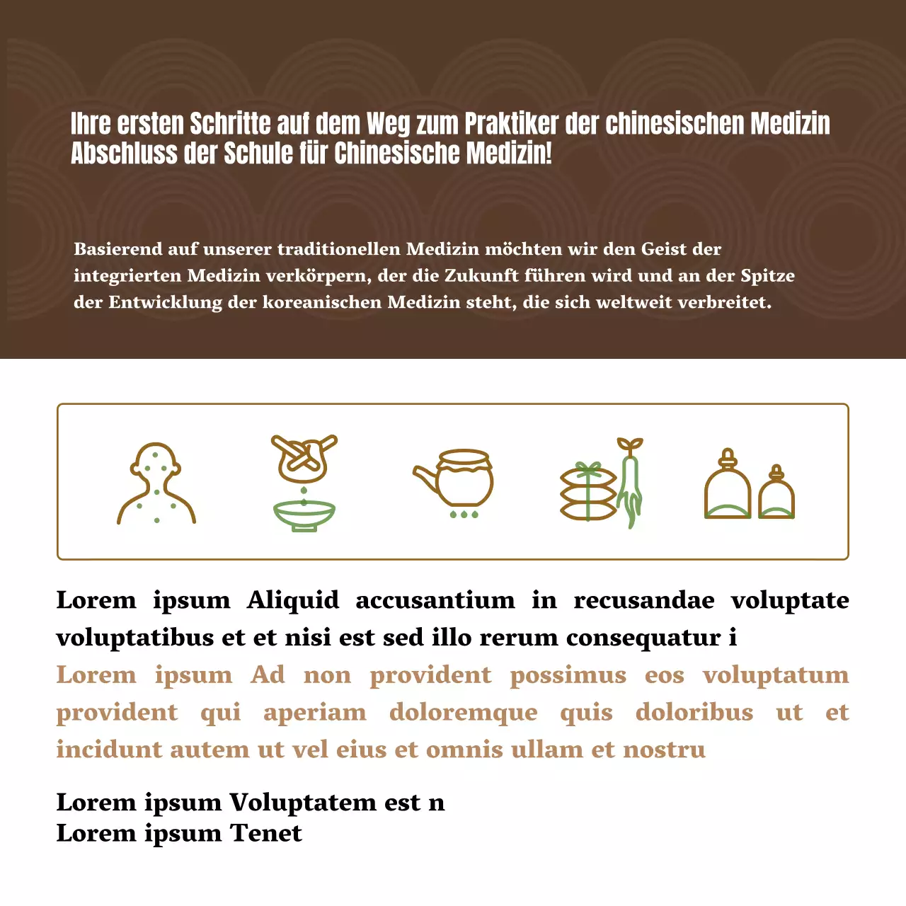 Einführung in die Chinesische Medizin Illustrationskonzept in Brauntönen