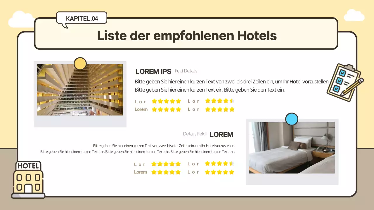 Niedliches Gepäckkonzept Reiseplan in gelb und beige