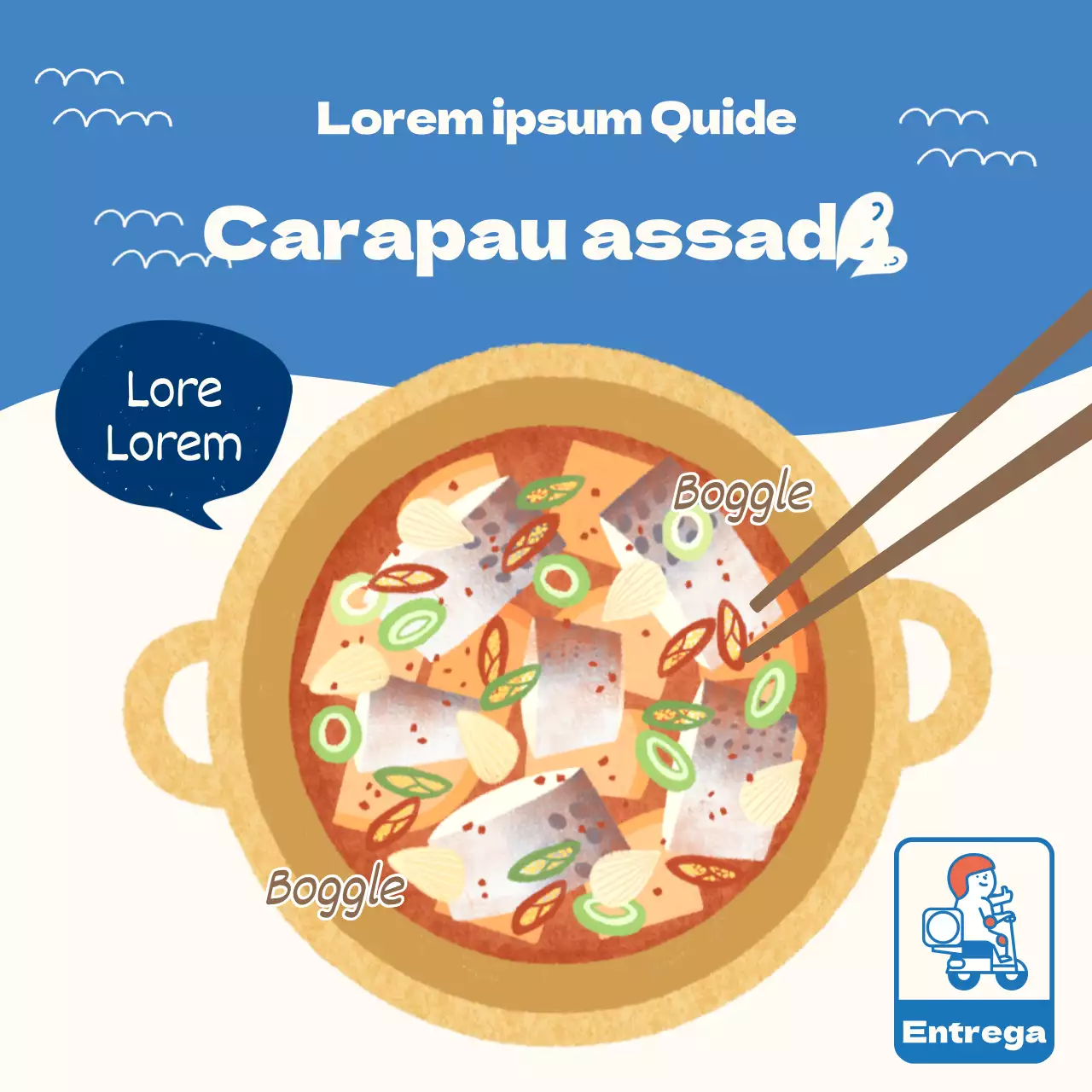Promover a cavala espanhola fácil de preparar com um fundo de onda azul