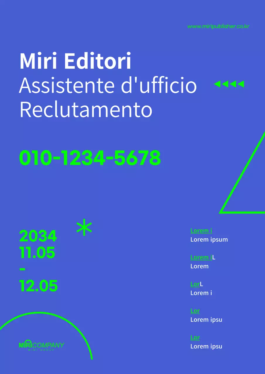 Offerta di lavoro part-time per assistente d'ufficio bicolore blu e chartreuse