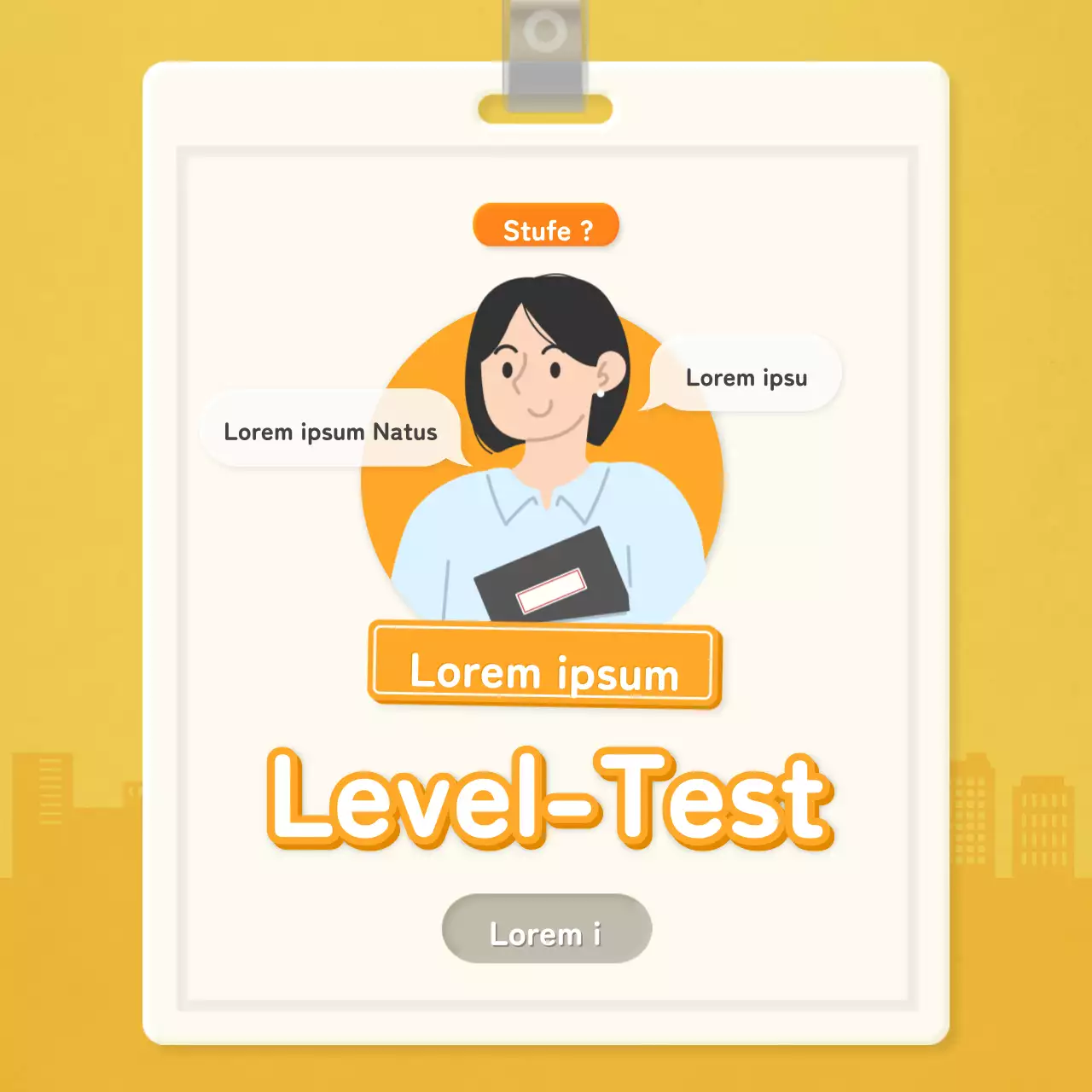 Checkliste für die Arbeitsebene mit orangefarbenem Mitarbeiterkartenkonzept