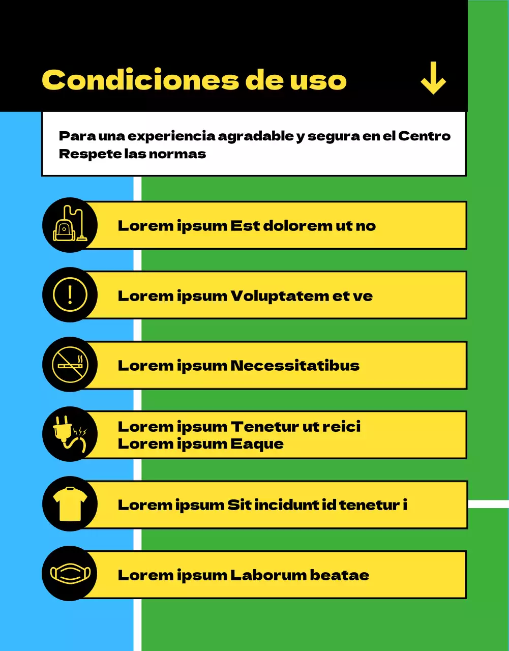 Aviso de inscripción en el Centro Deportivo azul y verde