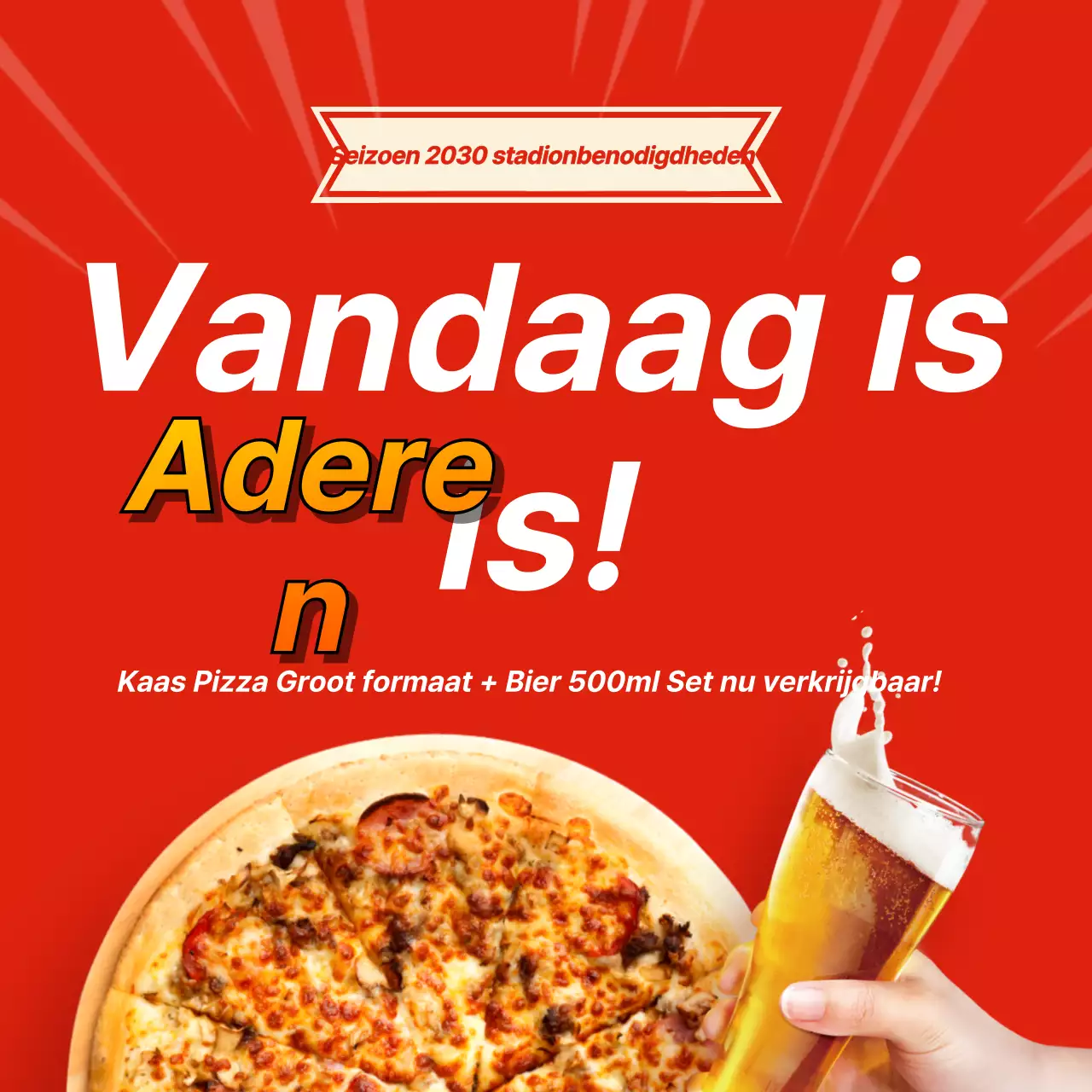 Promoot een pizzabier juichset in rood