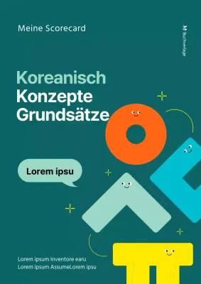 Ordentliches koreanisches Fragebuch mit grüner koreanischer Hervorhebung