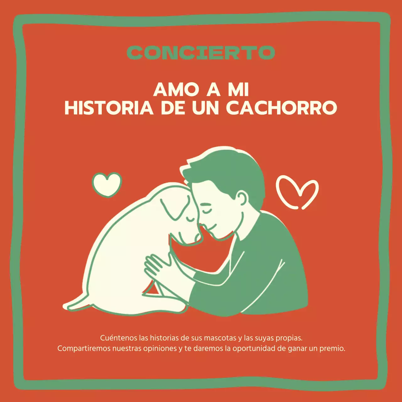 Una bonita promoción de eventos para mascotas en naranja y menta