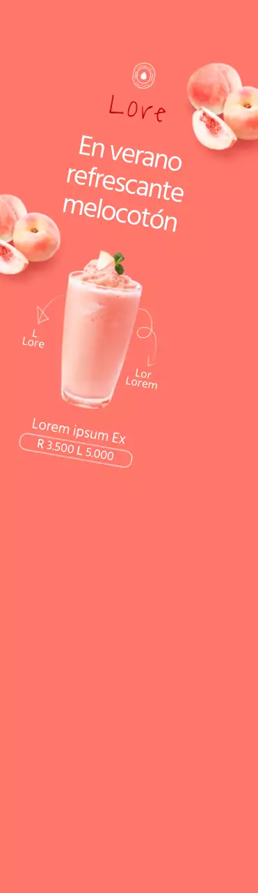 Estilo sencillo en rosa y blanco para promocionar el menú de verano