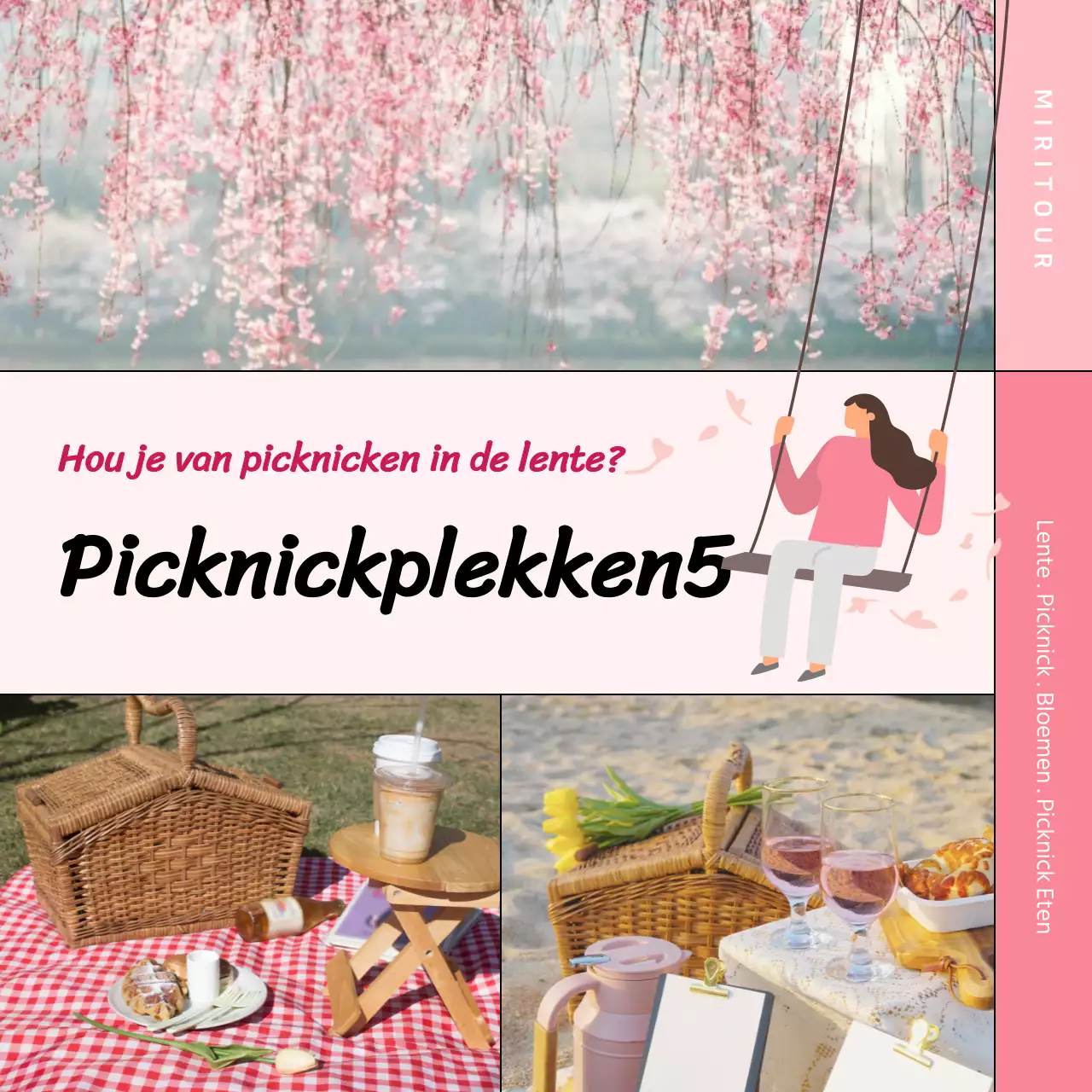 Highlighting fotolijstjes in roze Introducing lente picknickplekken