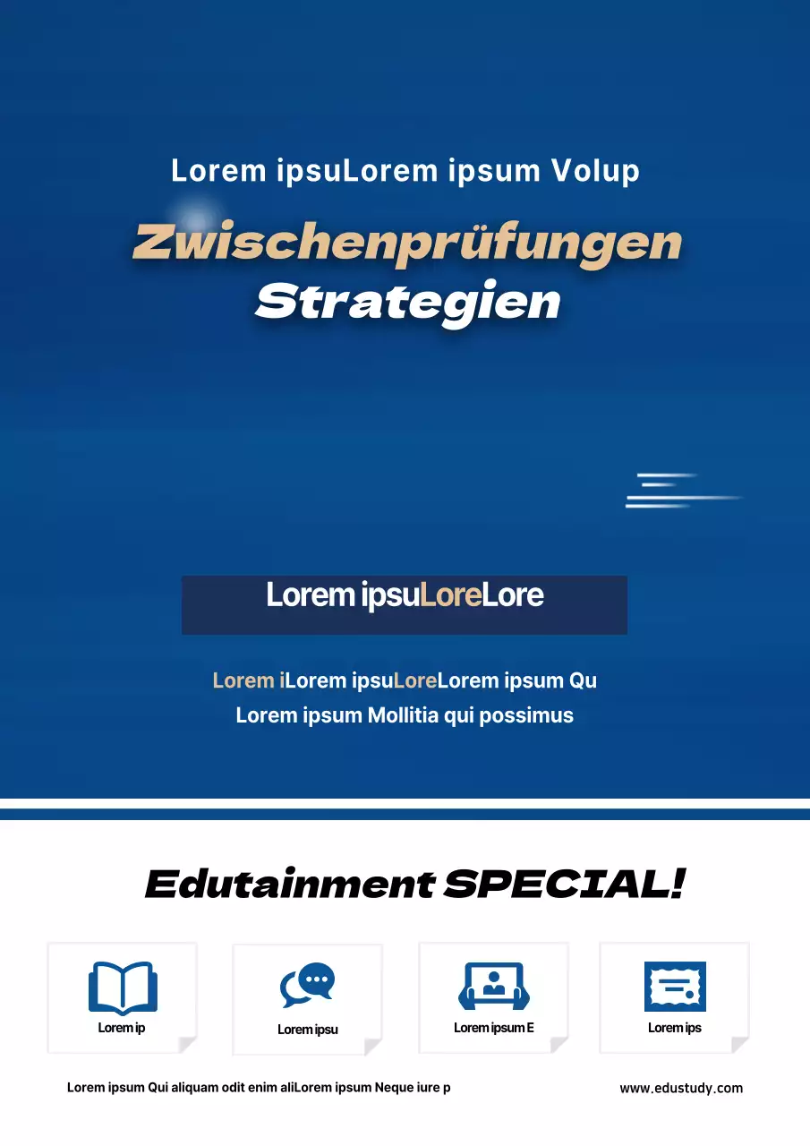 Flugblatt zur Werbung für spezielle Sommerkurse an einer blauen Schule