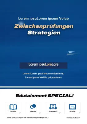 Flugblatt zur Werbung für spezielle Sommerkurse an einer blauen Schule
