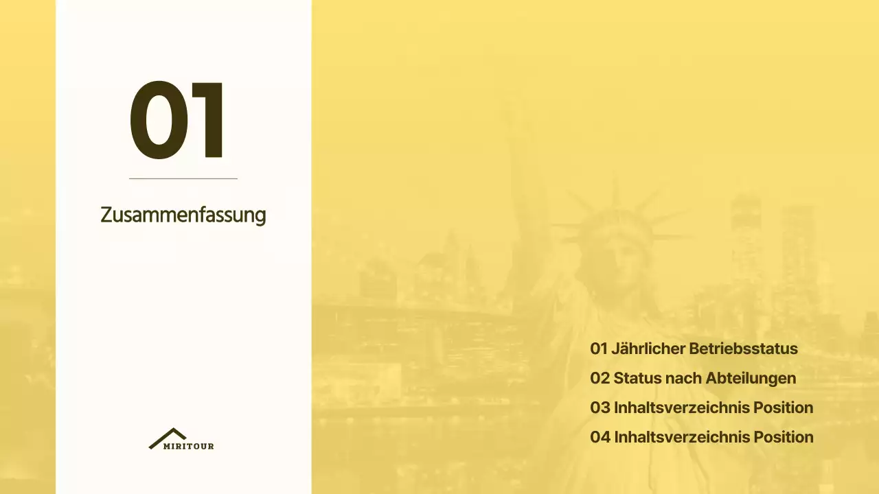 Präsentation der Umsatzberichte für Reisebüros mit gelbem Konzept