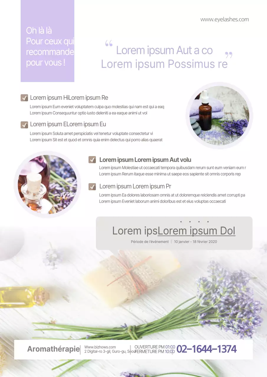 Guidez et faites la promotion de votre salon de massage avec une photo émotionnelle en violet.