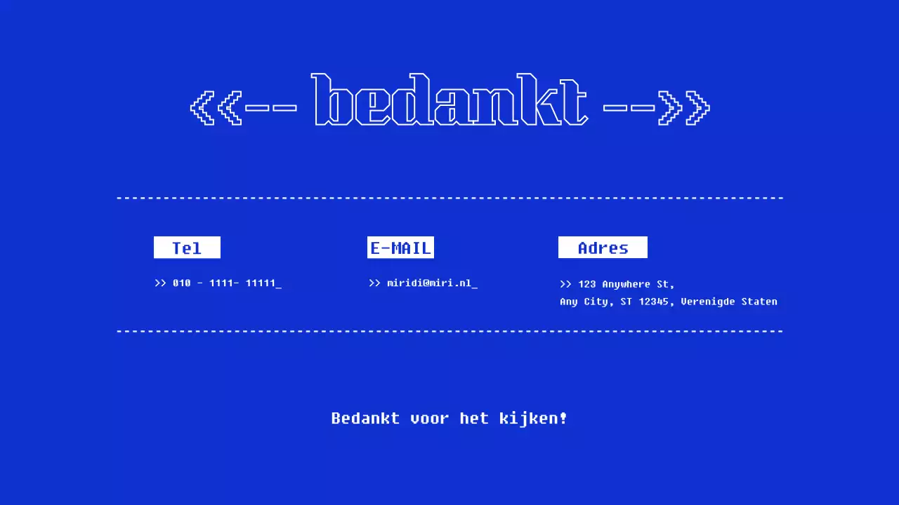 Portfolio presentatie in blauw en geel