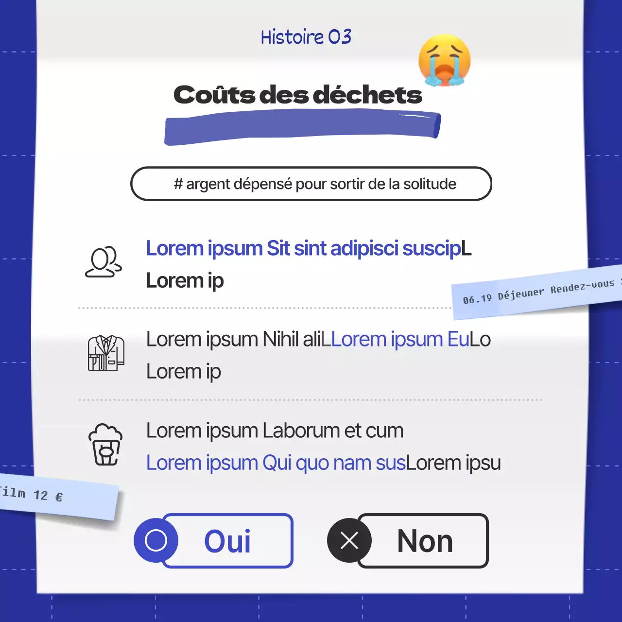 Facture de dépassement bleu et noir