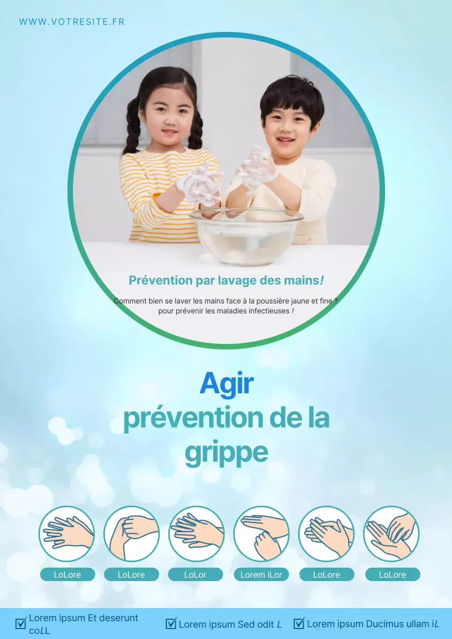 Le lavage des mains pour la prévention de la grippe avec un concept bleu clair, brillant et étincelant