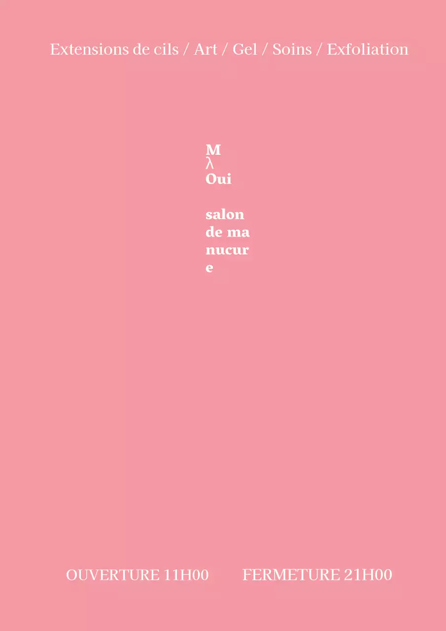 Promotion émotionnelle et simple d'un salon de manucure avec texte en rose