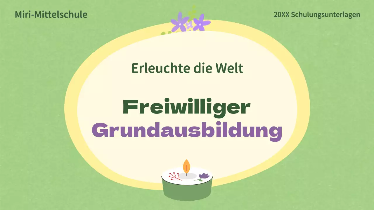 Grünes und gelbes Schulungsmaterial für Freiwillige in der Mittelstufe