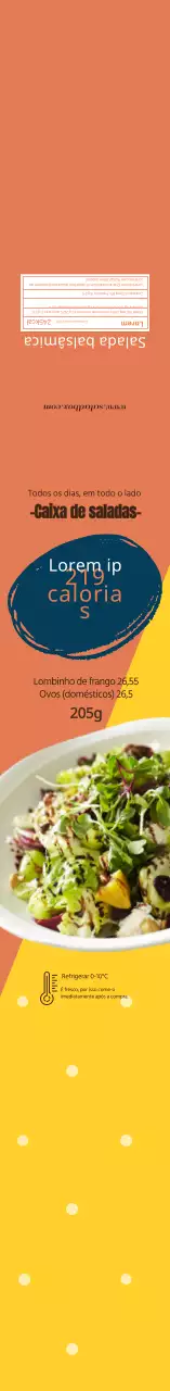 Rótulo informativo sobre alimentos para saladas amarelo-laranja