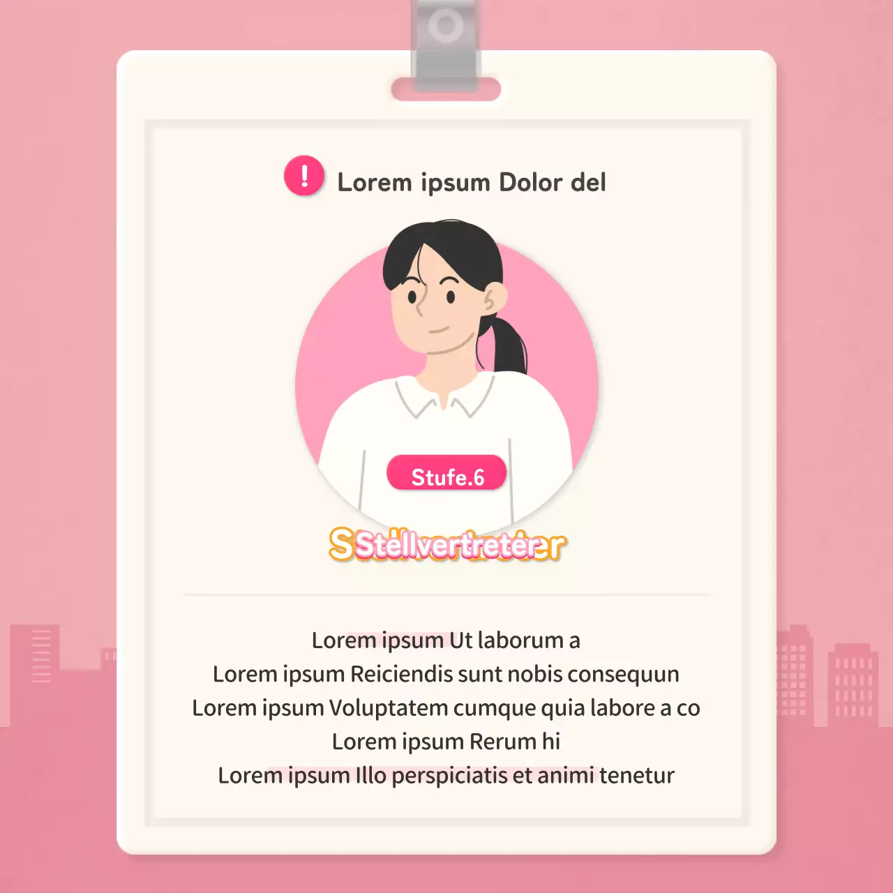 Checkliste für die Arbeitsebene mit orangefarbenem Mitarbeiterkartenkonzept