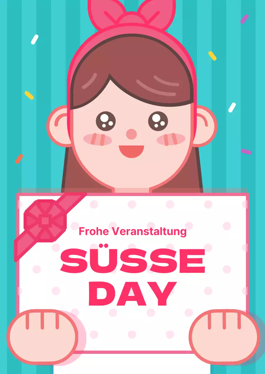 Niedlicher Veranstaltungsflyer zum Valentinstag in Rosa und Hellblau
