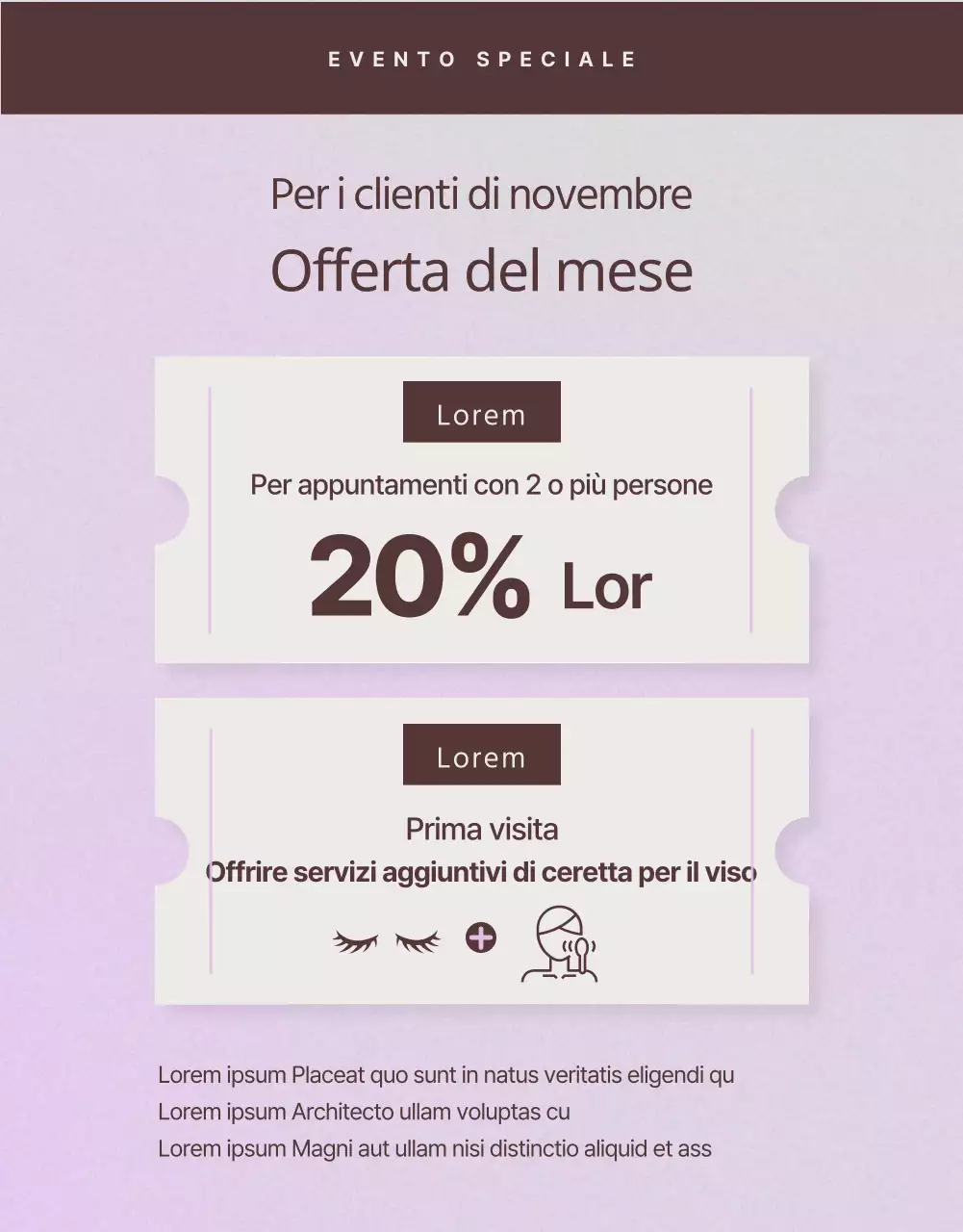 Guida alle extension di ciglia semplici color malva e marrone