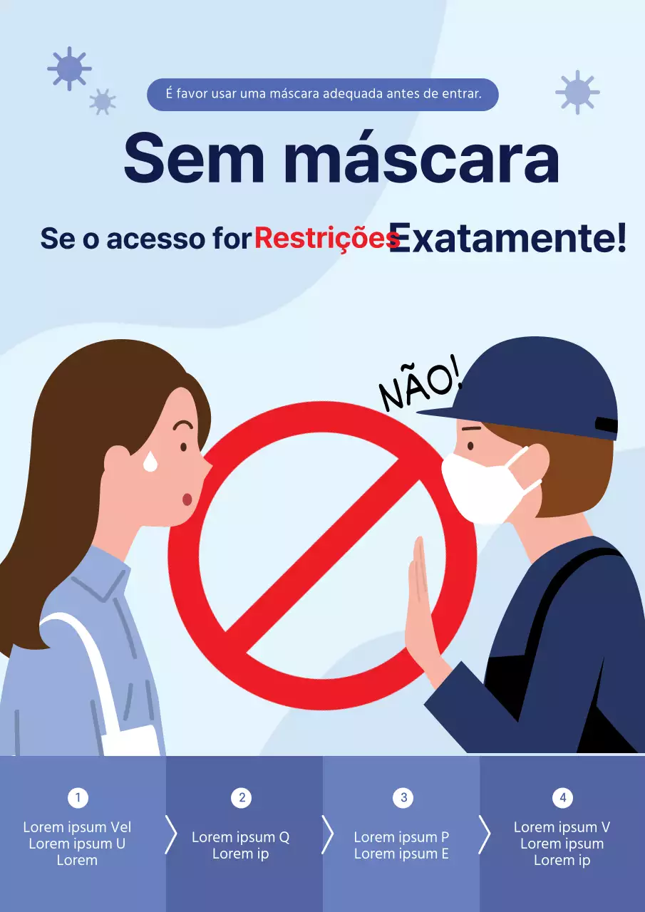 Guia simples de prevenção do coronavírus ilustrado a azul