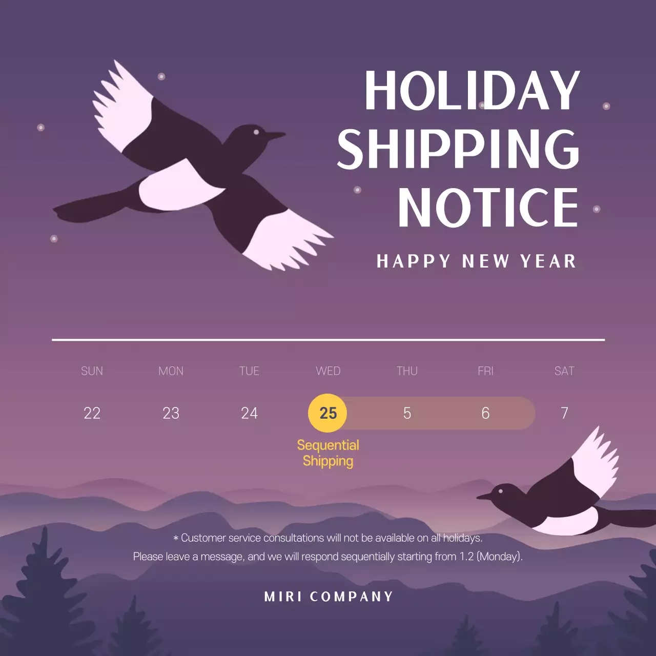 Purple Modern Shipping Announcement Instagram Post