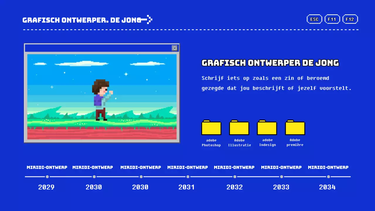 Portfolio presentatie in blauw en geel