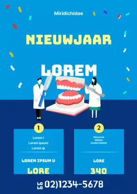 Leuke flyer voor nieuwjaarsevenementen in blauw en geel