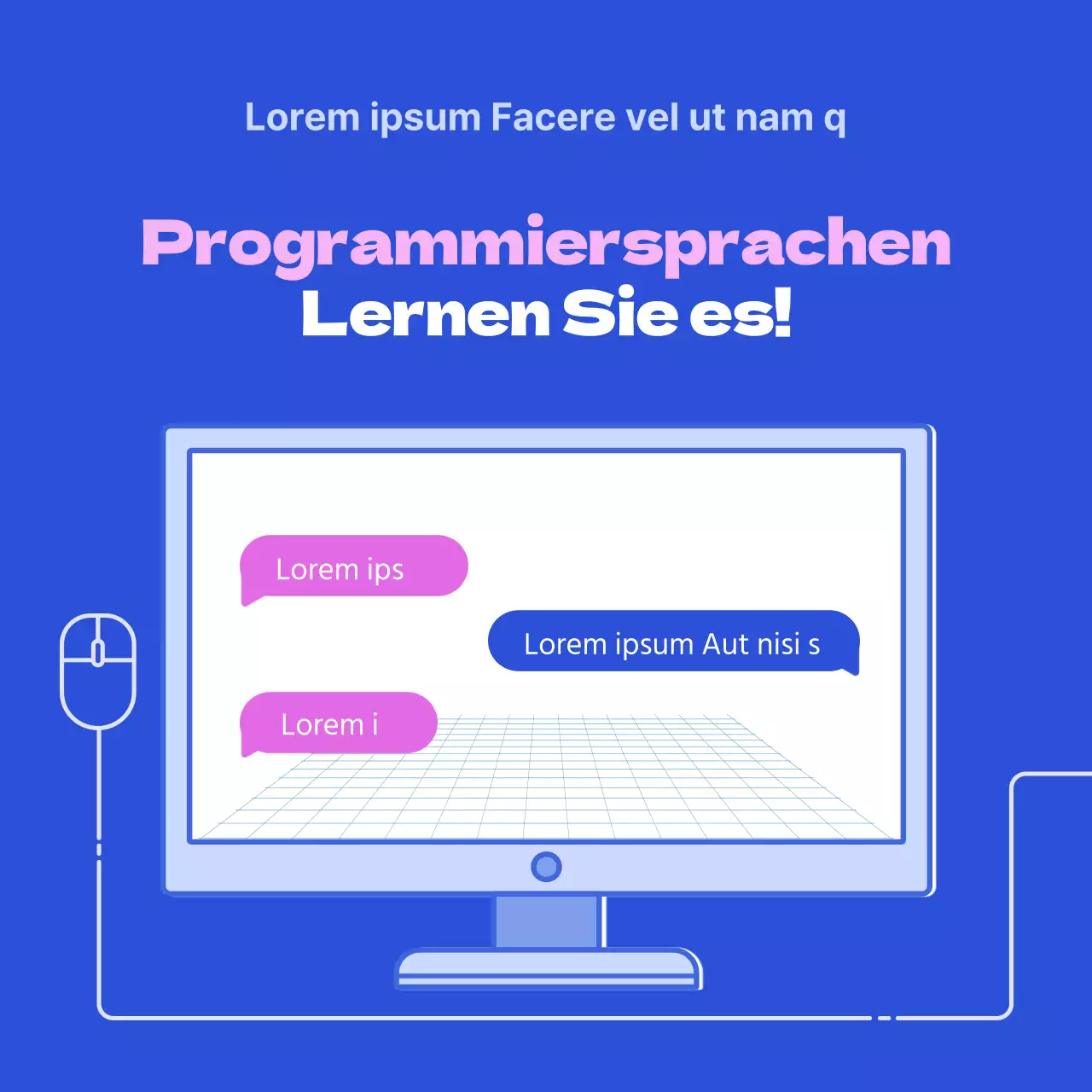 Erkunden Sie Programmiersprachen mit hohem Sättigungsgrad in Blau und Pink