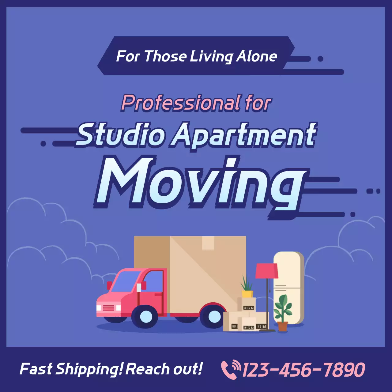 Blue Modern Moving Promotion Social Media Post