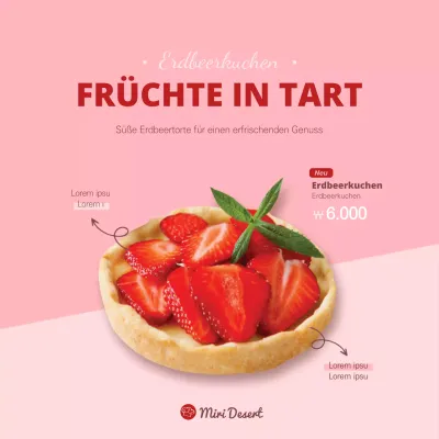 Rosa Erdbeerkuchen-Banner