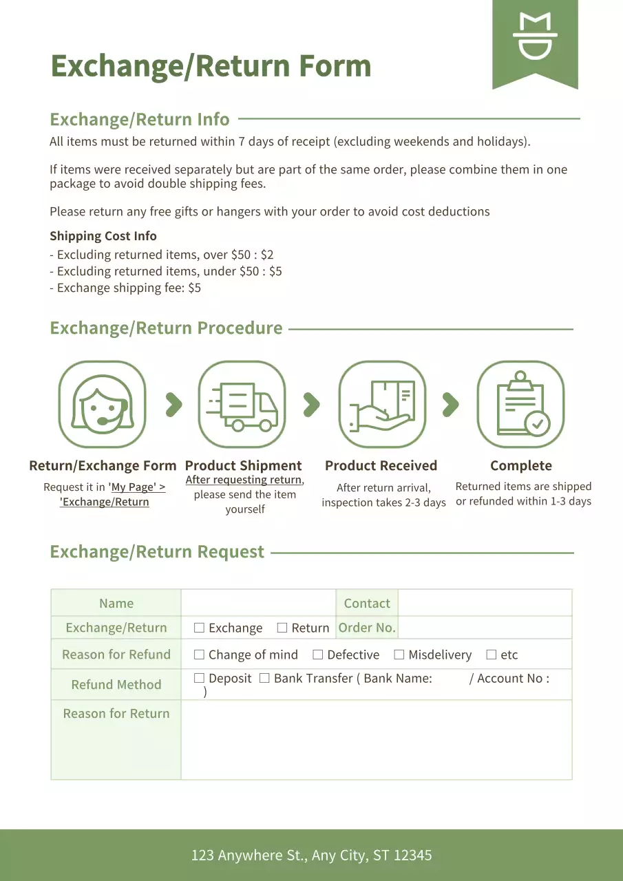 Green Minimal Exchange Form