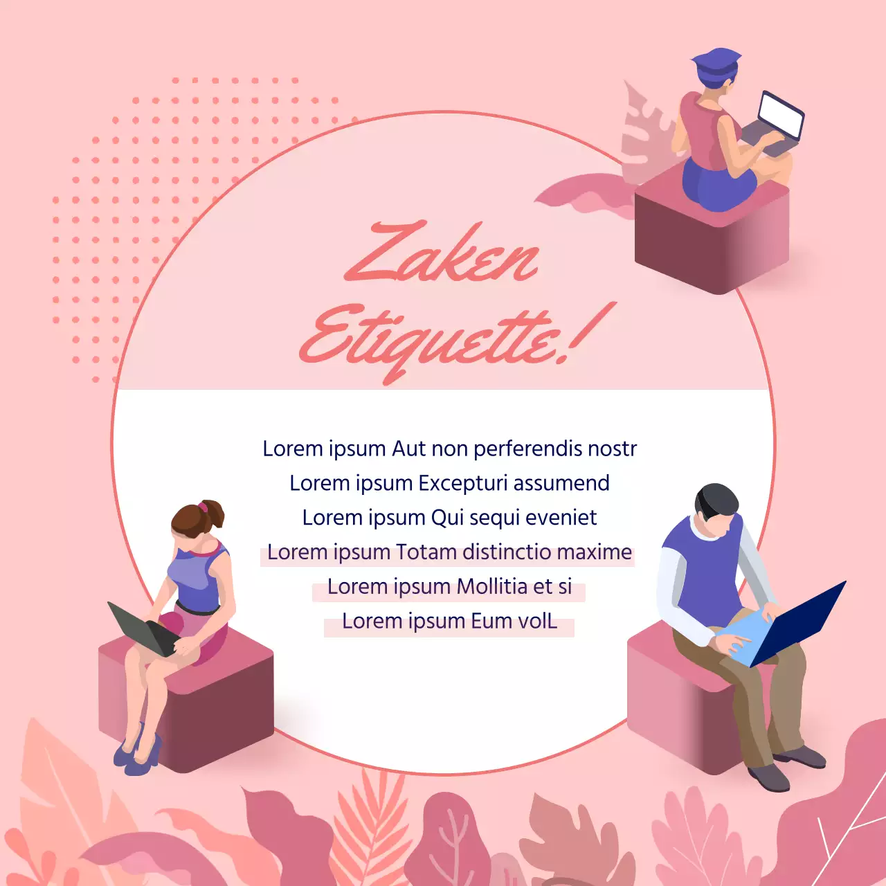 Roze en blauwe contactloze zakelijke etiquette