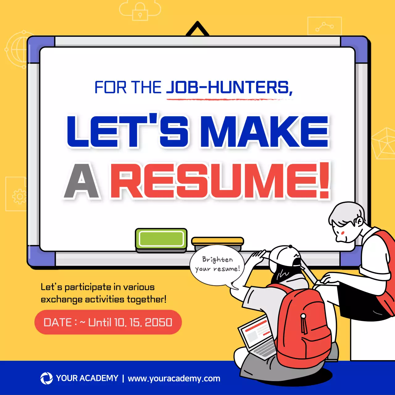 Yellow Modern Resume Promotion Social Media Post