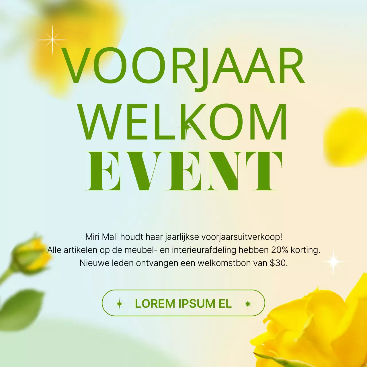 Fris groen en geel lente-evenement