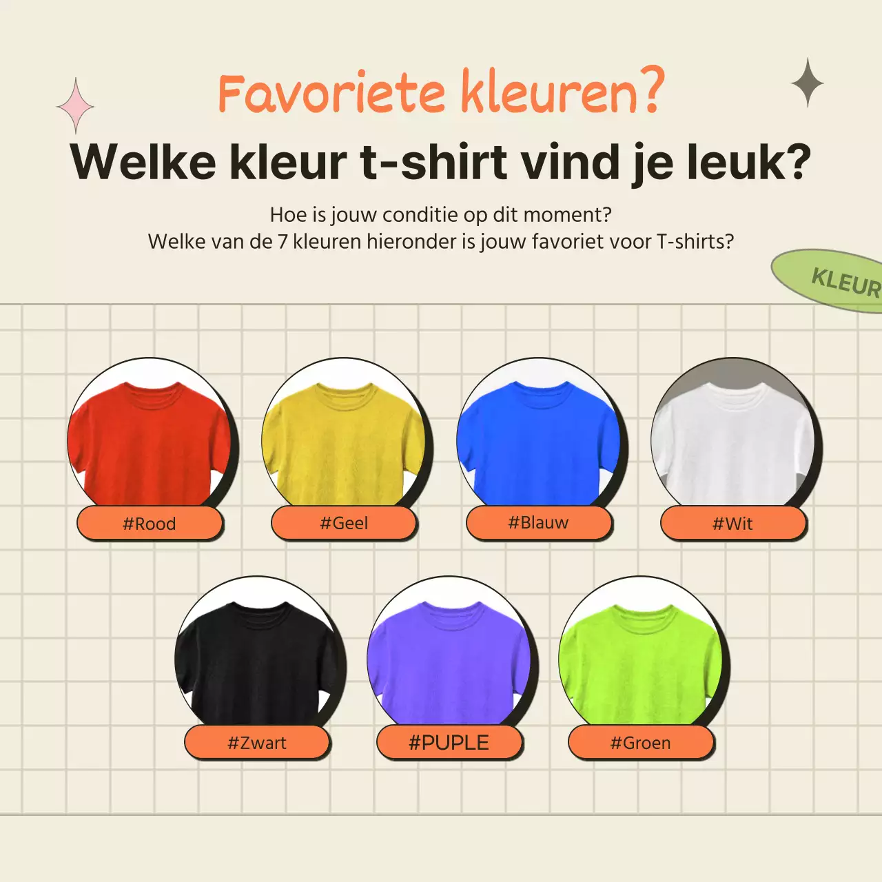 De psychologische test van oranje en beige t-shirtkleuren