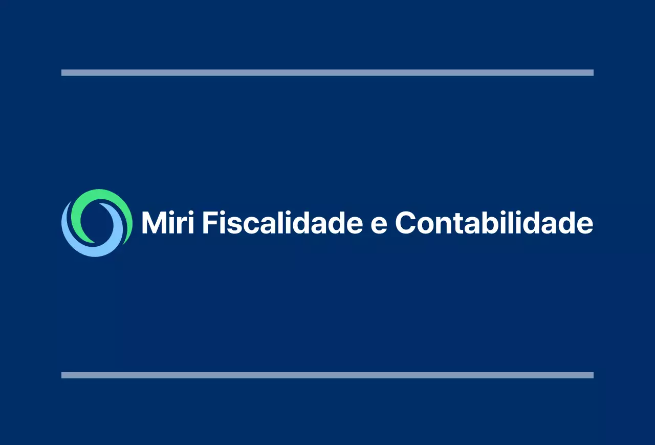 Faixa azul-marinho de escritório público com o logótipo e o nome do serviço fiscal e de contabilidade.