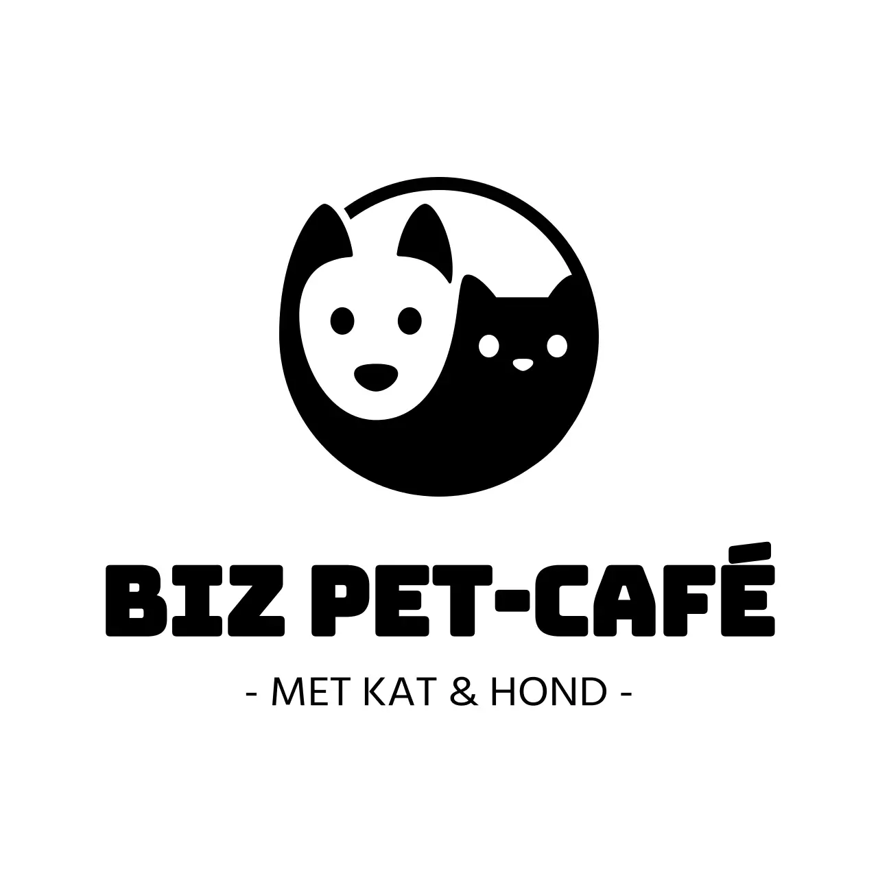 Nette hond en kat pictogram logotype stijl huisdier cafe