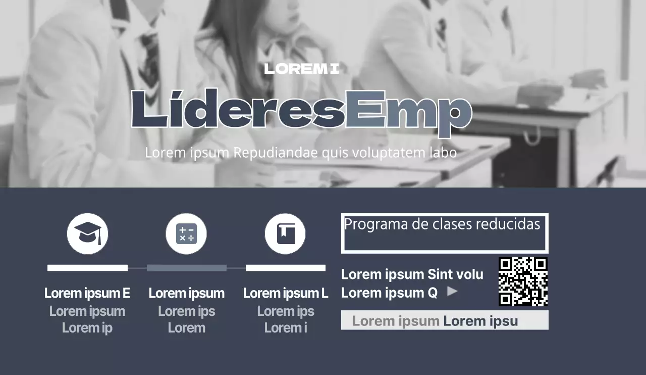 Diseño sencillo y tranquilo Diseño de un folleto escolar con fotografía en blanco y negro