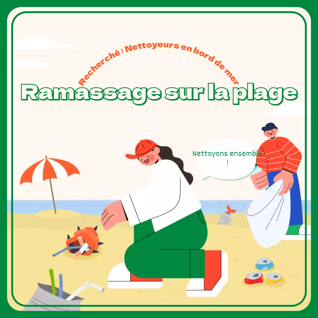 Green Orange Beachcombing CardNews