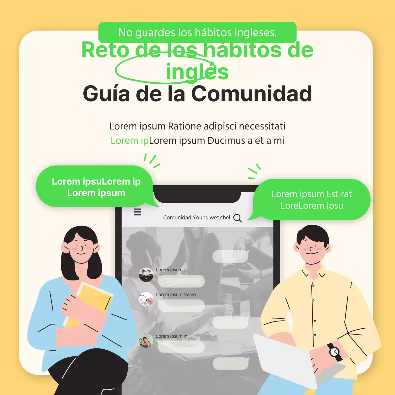 Reto de Hábitos Ingleses de Año Nuevo en chartreuse y amarillo