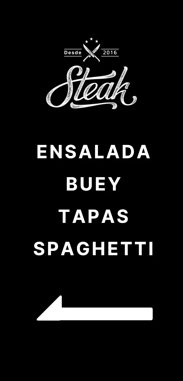 Banner de restaurante con la imagen de un filete sobre fondo negro