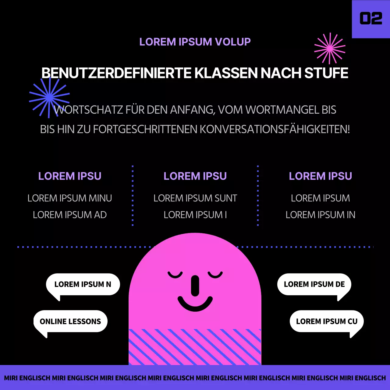 Englischer Masterstudiengang in Schwarz und Lila