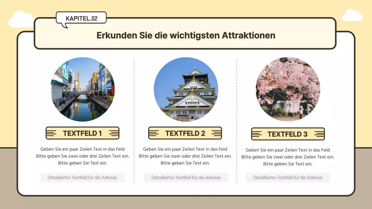 Niedliches Gepäckkonzept Reiseplan in gelb und beige