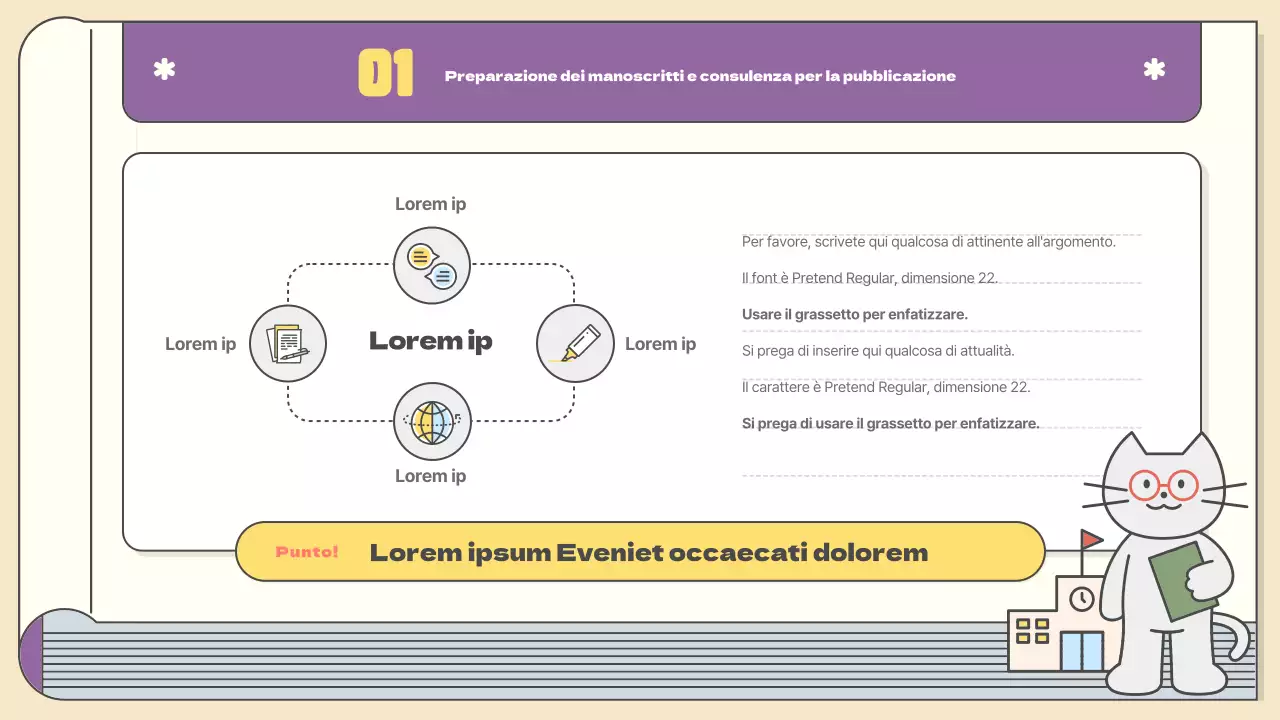 Pianificazione di pubblicazioni kitsch in giallo e viola Materiale didattico