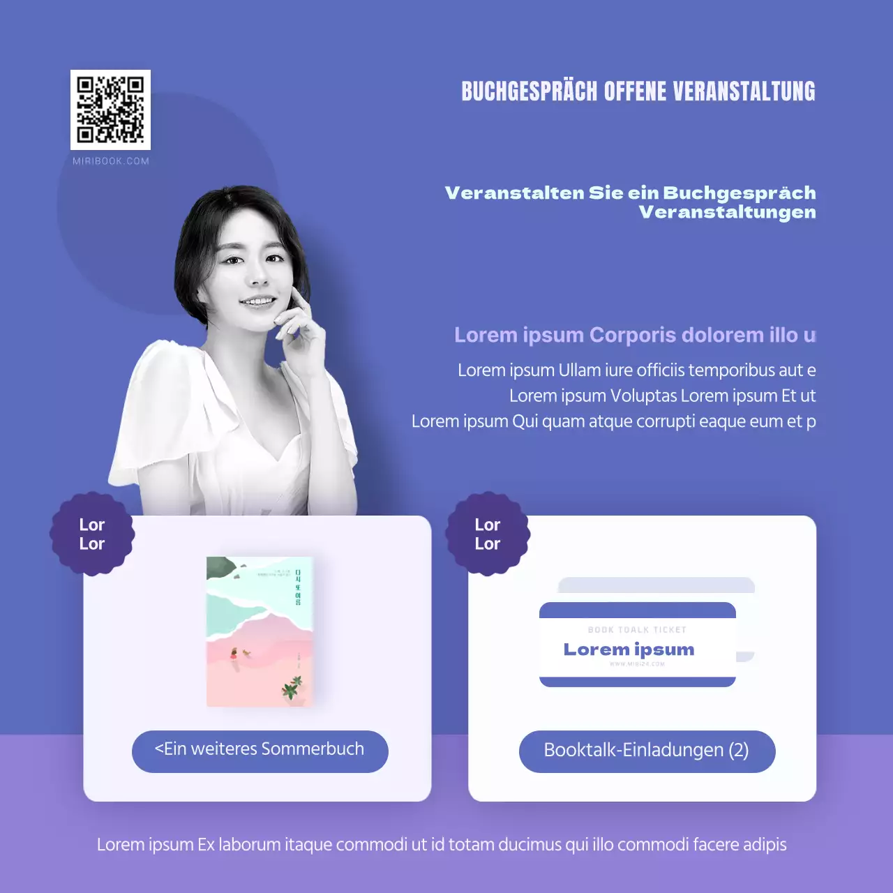 Booktalk-Konzertkarte in Blau und LilaNeues Design